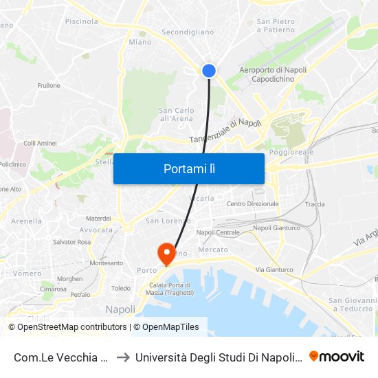 Com.Le Vecchia Di Miano to Università Degli Studi Di Napoli ""L'Orientale"" map