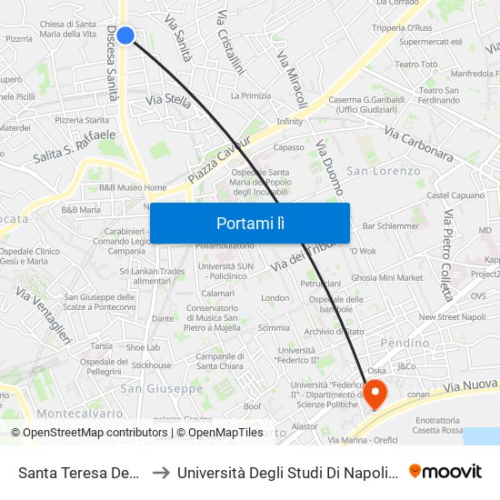 Santa Teresa Degli Scalzi to Università Degli Studi Di Napoli ""L'Orientale"" map