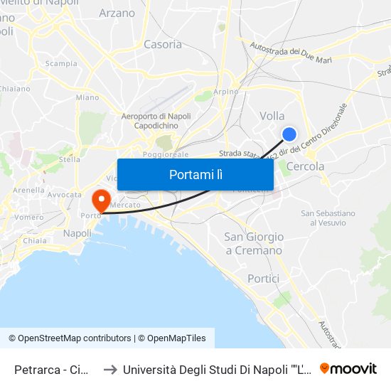 Petrarca - Cimabue to Università Degli Studi Di Napoli ""L'Orientale"" map