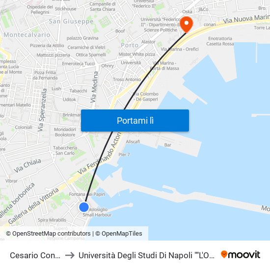 Cesario Console to Università Degli Studi Di Napoli ""L'Orientale"" map