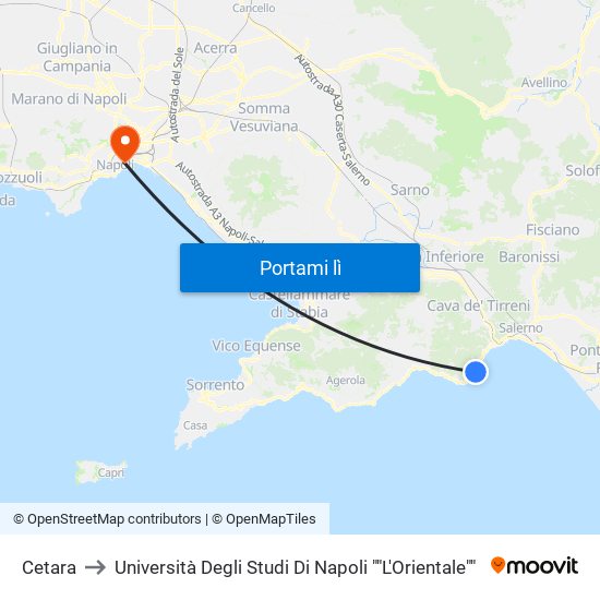 Cetara to Università Degli Studi Di Napoli ""L'Orientale"" map