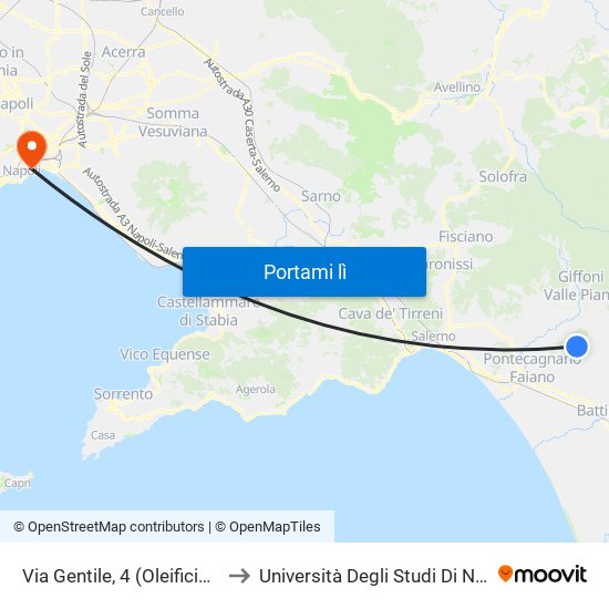 Via Gentile, 4 (Oleificio F.Lli Di Giorgio) to Università Degli Studi Di Napoli ""L'Orientale"" map