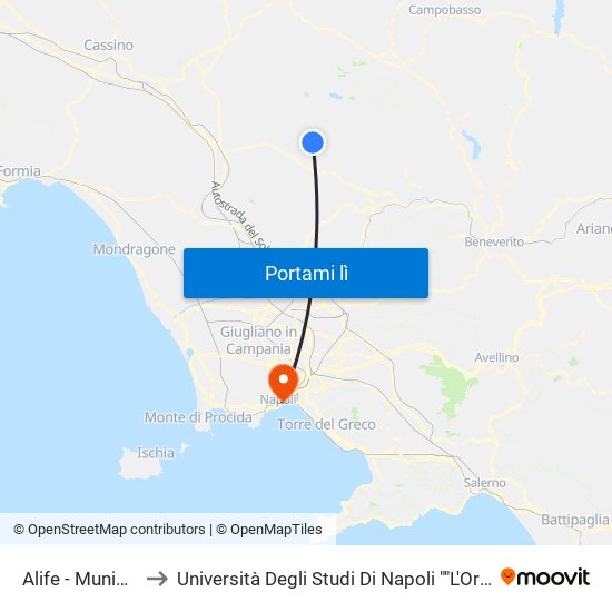 Alife - Municipio to Università Degli Studi Di Napoli ""L'Orientale"" map