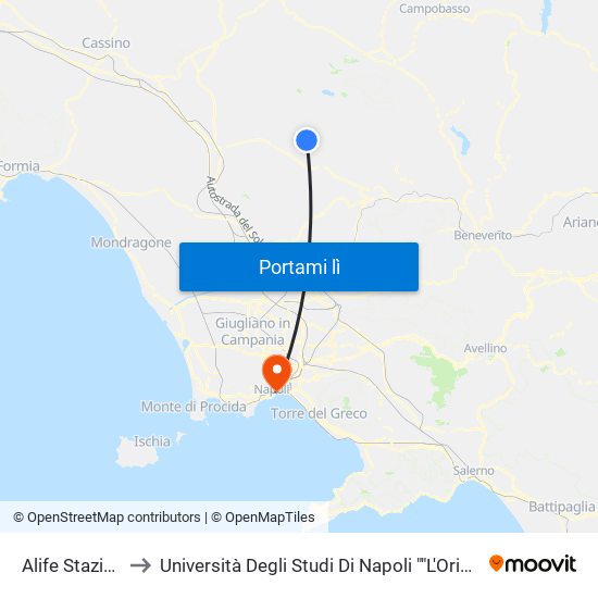 Alife Stazione to Università Degli Studi Di Napoli ""L'Orientale"" map