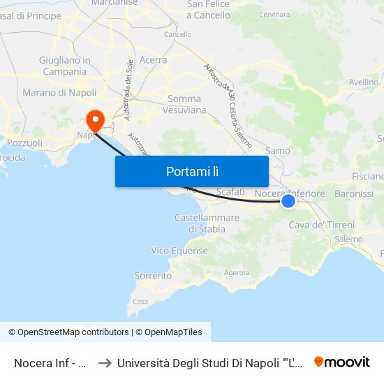 Nocera Inf - Poste to Università Degli Studi Di Napoli ""L'Orientale"" map