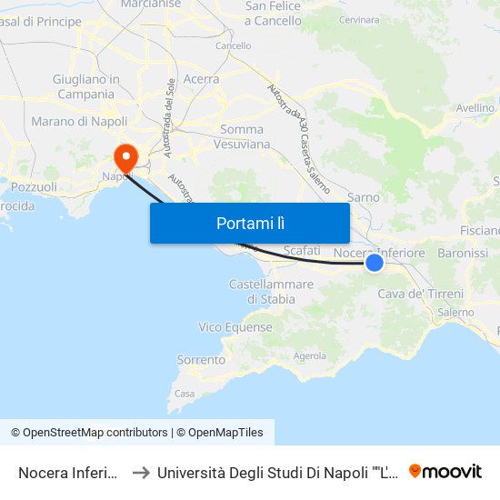Nocera Inferiore FS to Università Degli Studi Di Napoli ""L'Orientale"" map
