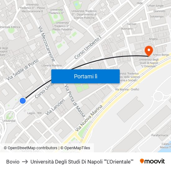 Bovio to Università Degli Studi Di Napoli ""L'Orientale"" map