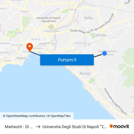 Matteotti - Di Tuoro to Università Degli Studi Di Napoli ""L'Orientale"" map