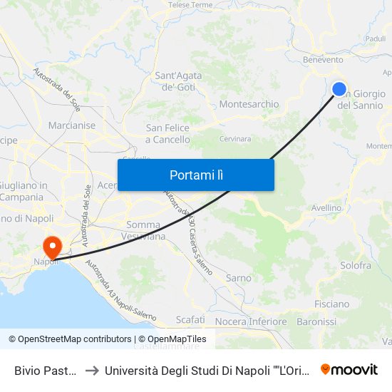 Bivio Pastene to Università Degli Studi Di Napoli ""L'Orientale"" map