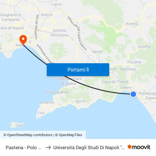 Pastena  - Polo Nautico to Università Degli Studi Di Napoli ""L'Orientale"" map