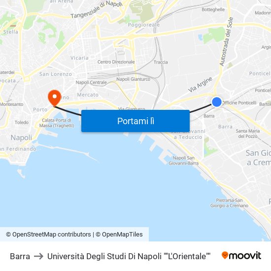 Barra to Università Degli Studi Di Napoli ""L'Orientale"" map