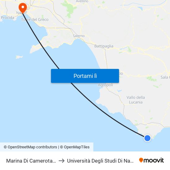 Marina Di Camerota- Via Bolivar to Università Degli Studi Di Napoli ""L'Orientale"" map