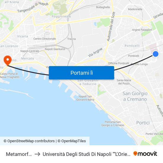 Metamorfosi to Università Degli Studi Di Napoli ""L'Orientale"" map