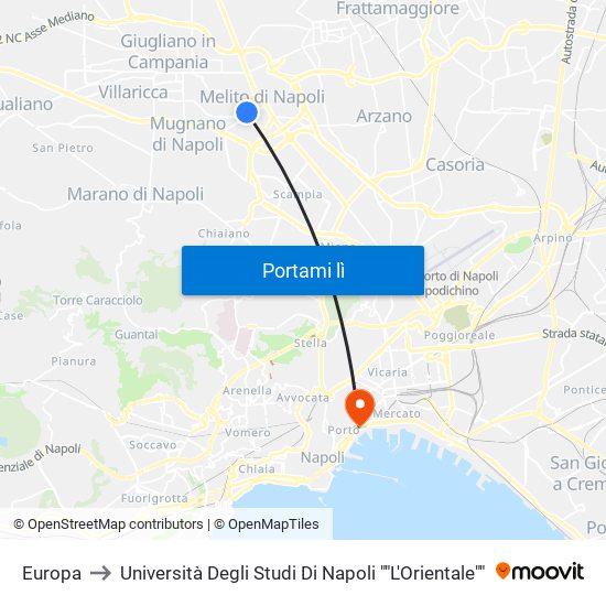 Europa to Università Degli Studi Di Napoli ""L'Orientale"" map
