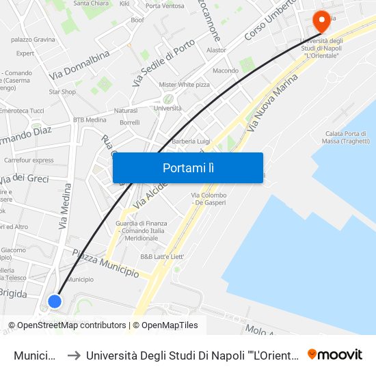 Municipio to Università Degli Studi Di Napoli ""L'Orientale"" map