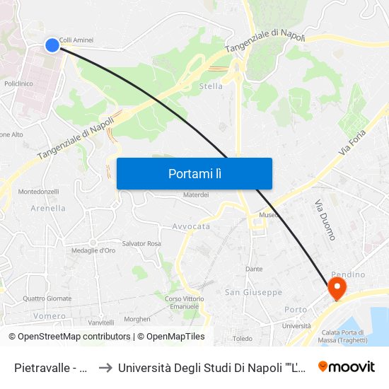 Pietravalle - Gatto to Università Degli Studi Di Napoli ""L'Orientale"" map