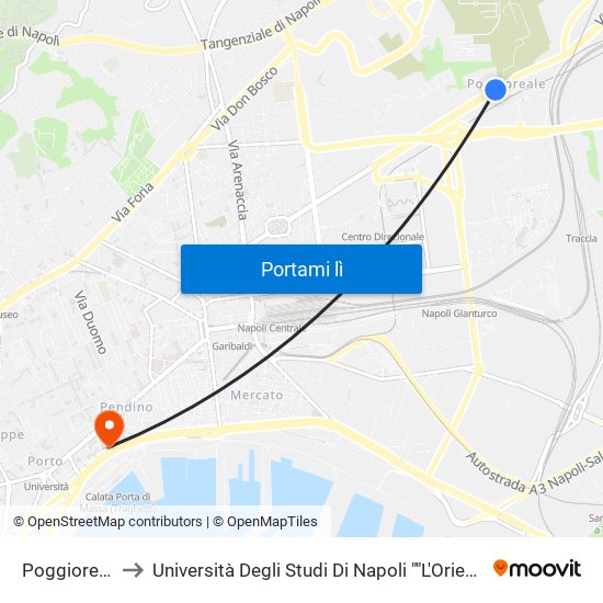 Poggioreale to Università Degli Studi Di Napoli ""L'Orientale"" map