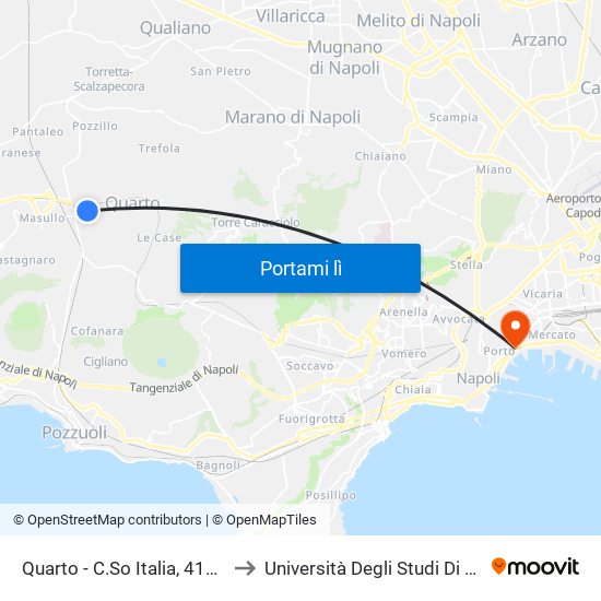 Quarto - C.So Italia, 412 (Quarto Officina) to Università Degli Studi Di Napoli ""L'Orientale"" map