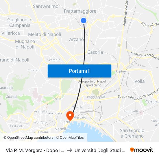 Via P. M. Vergara - Dopo Incrocio Con Via Milano to Università Degli Studi Di Napoli ""L'Orientale"" map