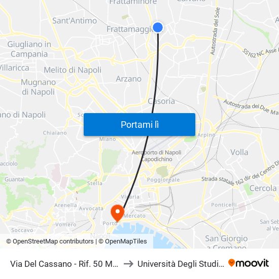 Via Del Cassano - Rif. 50 Mt. Dopo Cisterna Acquedotto to Università Degli Studi Di Napoli ""L'Orientale"" map