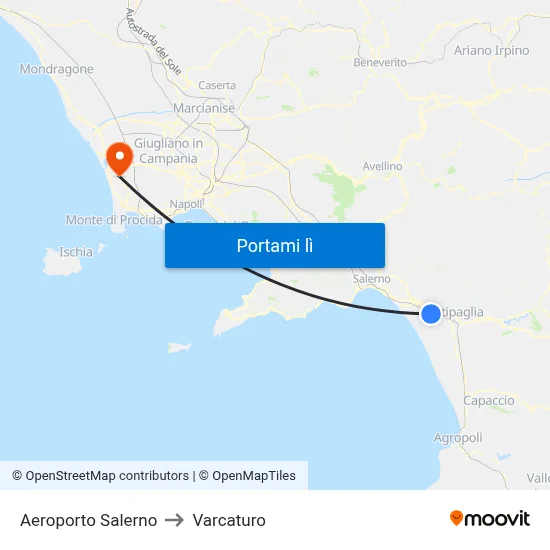 Aeroporto Salerno to Varcaturo map