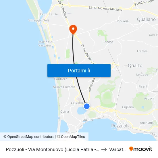 Pozzuoli - Via Montenuovo (Licola Patria - Navidad) to Varcaturo map