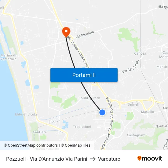 Pozzuoli  - Via D'Annunzio Via Parini to Varcaturo map