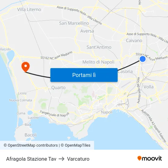 Afragola Stazione Tav to Varcaturo map