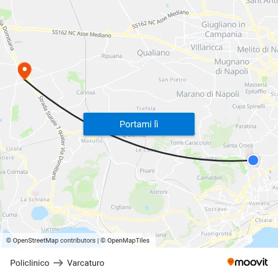 Policlinico to Varcaturo map