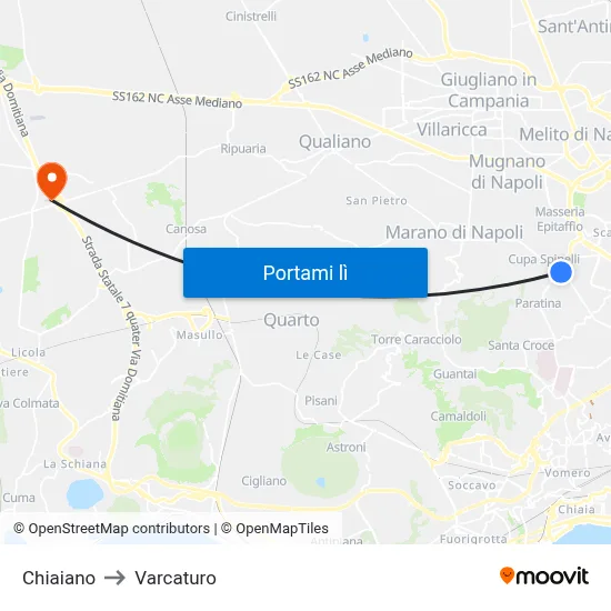 Chiaiano to Varcaturo map