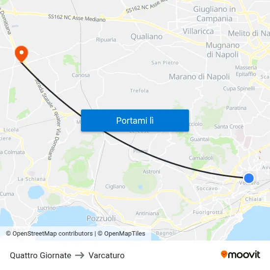 Quattro Giornate to Varcaturo map
