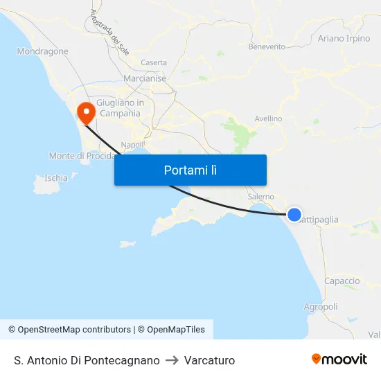 S. Antonio Di Pontecagnano to Varcaturo map