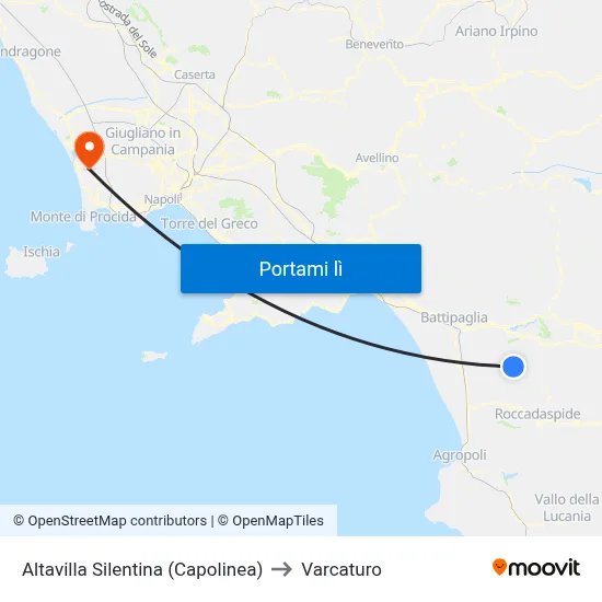 Altavilla Silentina (Capolinea) to Varcaturo map