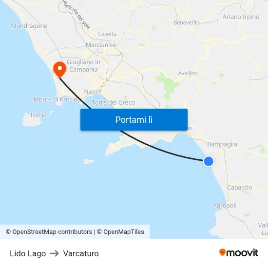 Lido Lago to Varcaturo map