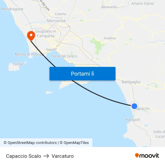 Capaccio Scalo to Varcaturo map