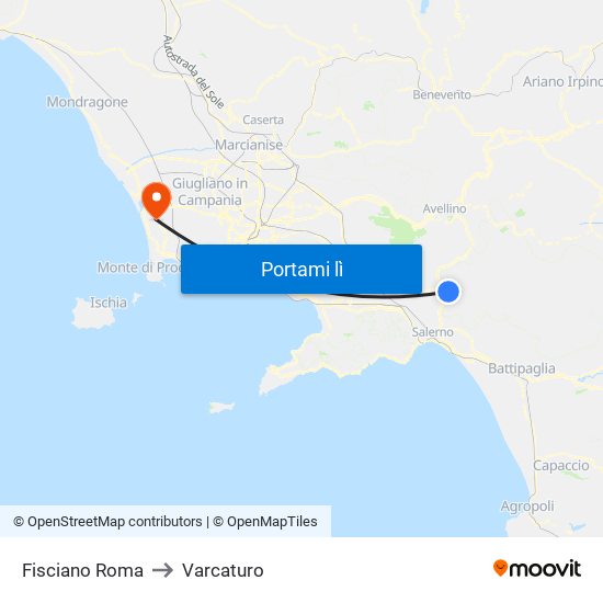 Fisciano Roma to Varcaturo map