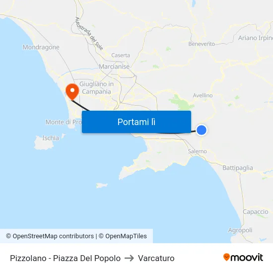 Pizzolano - Piazza Del Popolo to Varcaturo map