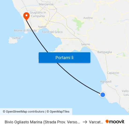 Bivio Ogliasto Marina (Strada Prov. Verso Agropoli) to Varcaturo map