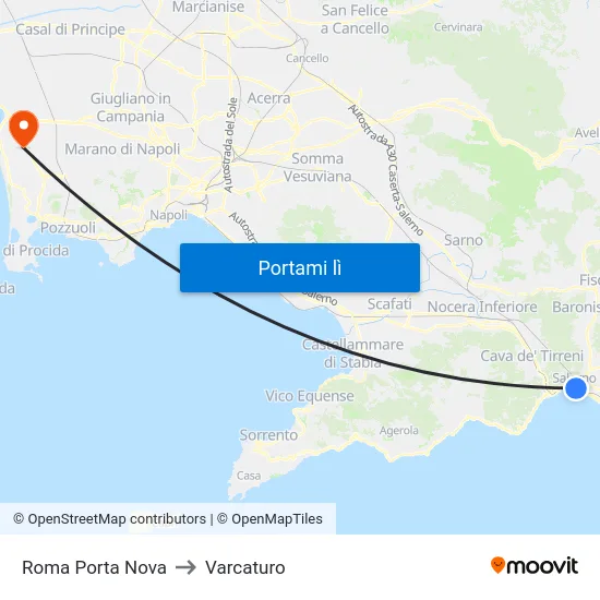 Roma Porta Nova to Varcaturo map