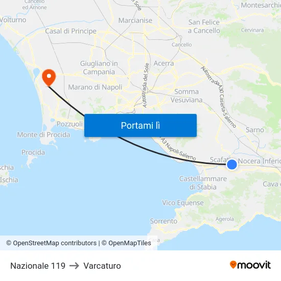 Nazionale 119 to Varcaturo map