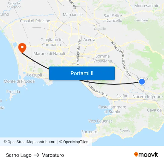 Sarno Lago to Varcaturo map