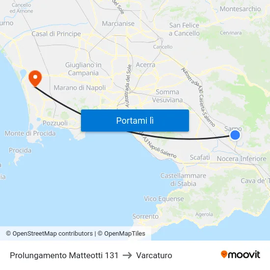 Prolungamento Matteotti 131 to Varcaturo map