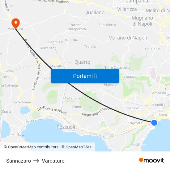 Sannazaro to Varcaturo map