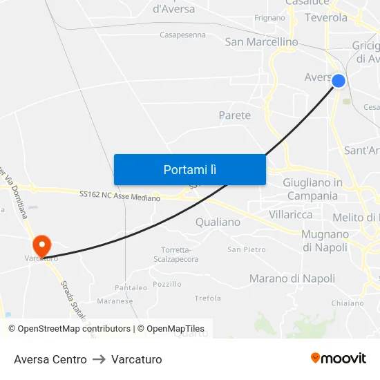 Aversa Centro to Varcaturo map