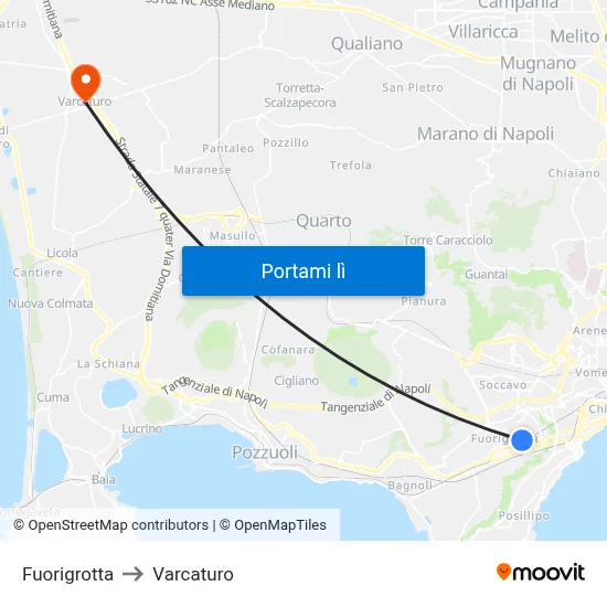 Fuorigrotta to Varcaturo map