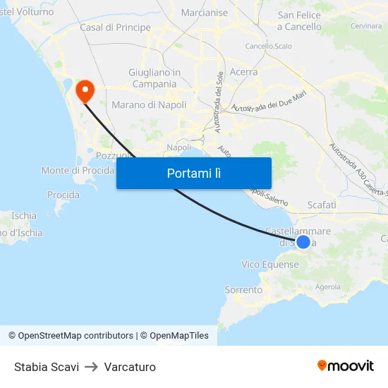 Stabia Scavi to Varcaturo map
