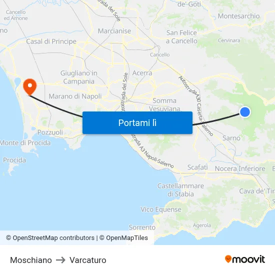 Moschiano to Varcaturo map