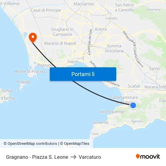 Gragnano - Piazza S. Leone to Varcaturo map