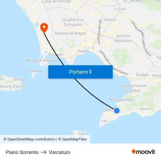 Piano Sorrento to Varcaturo map
