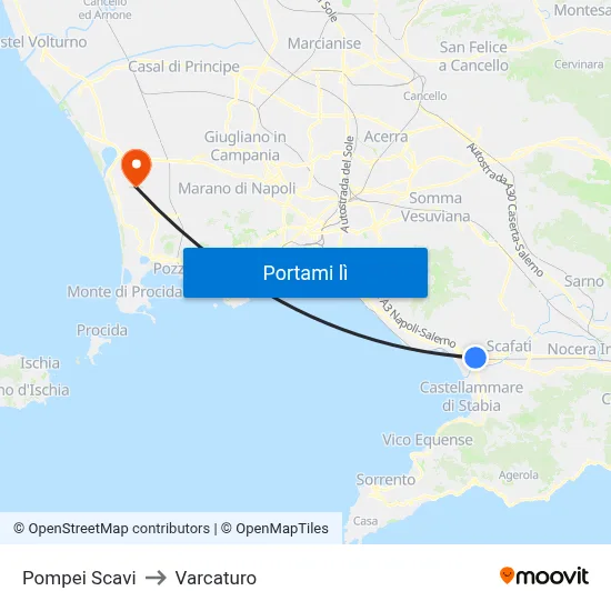 Pompei Scavi to Varcaturo map